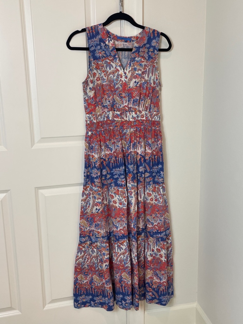 J. McLaughlin Orange & Blue Floral Maxi Dress